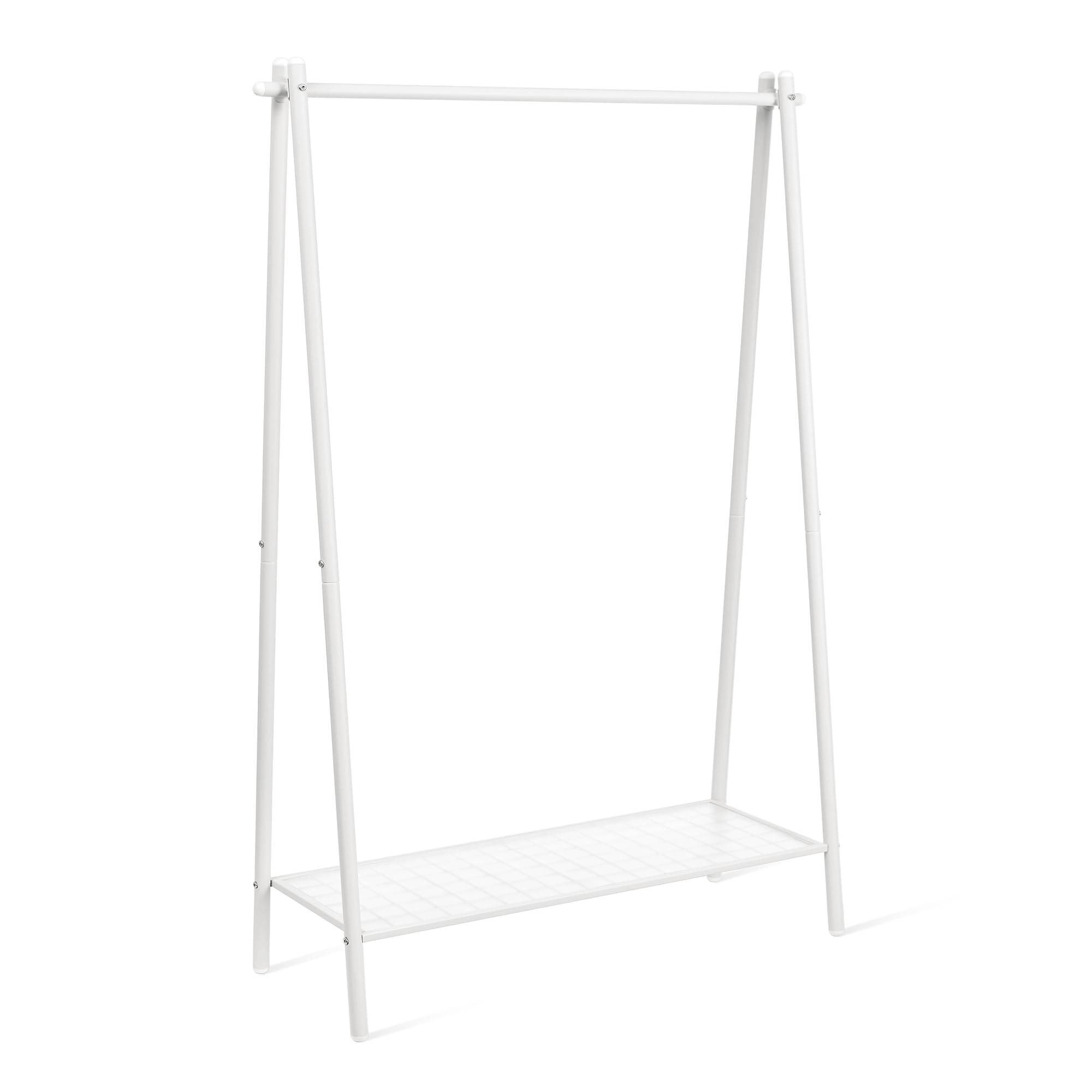SONGMICS HSR023W01 Clothes Stand, Steel Structure, with Hanging Bar and Shelf, 33.5 x 92.5 x 153 cm, for Bedroom, Locker, Laundry, White