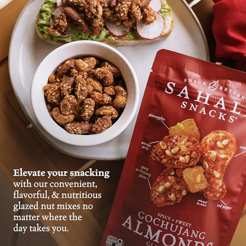 Image of Sahale Snacks Gochujang Almonds Glazed Mix, 1.5 oz Bags (18 Packs) - Dry-Roasted Deluxe Mixed Nuts Inspired By Traditional Korean BBQ - Non-GMO, Kosher, & Certified Gluten-Free Snacks