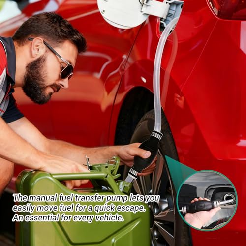 CLDURHGE Handpumpe Benzinpumpe 1 Stück Gummipumpe mit 2m PVC-Schlauch 8mm für Diesel Benzin Gas Öl manuelle Kraftstoffförderpumpe Boot Auto Motorrad Außenbereich