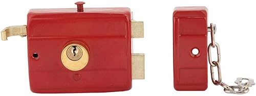 Miniatura 9 de Cerradura de seguridad roja para puerta delantera de 1.772in-2.165in, cerradura de seguridad resistente con llaves