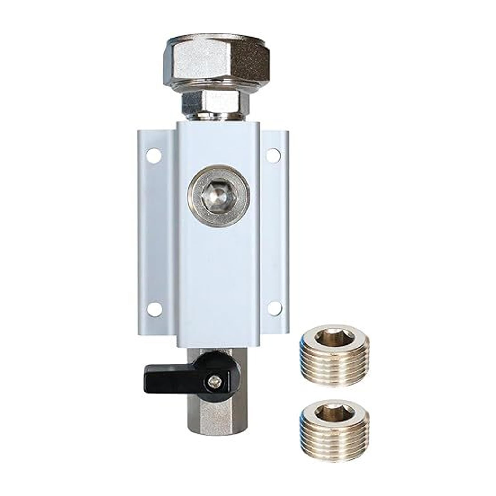 Set di 2 connettori filettati per aria compressa con attacco NPT da 3/8" e struttura di montaggio