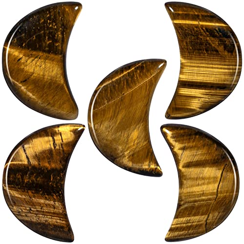 KYEYGWO 5pcs Hand Carved Half-Moon Palm Pocket Stones