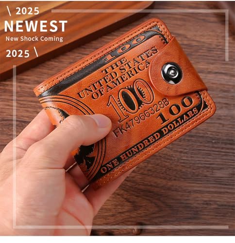 Men's wallet, US dollar pattern, ultra-light PU bag, multi-functional retro multi-card slot men's wallet/4.3 * 3.4in3