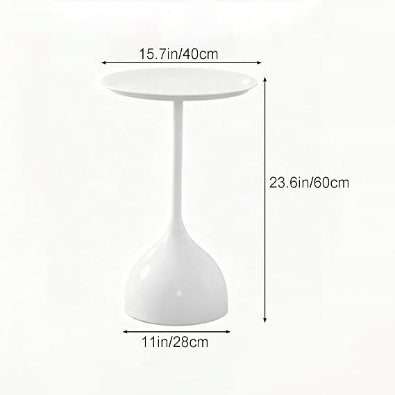 Modern Round Side Table, Small Pedestal End Tables, Space-Saving Minimalist Coffee Tables, for Living Room, Bedroom, Sofa, Office(White,Large)