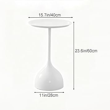 Modern Round Side Table, Small Pedestal End Tables, Space-Saving Minimalist Coffee Tables, for Living Room, Bedroom, Sofa, Office(White,Large)