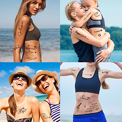 120 Sheets (500+ Pcs) Butterfly Temporary Tattoos，Wild Flower Floral Temporary Tattoos Stickers And Inspirational Quotes Words Tattoos For Kids Women And Girls, Waterproof Temporary Tattoos Fake Tattoos For Birthday Parties, Butterfly Party Favors #TOP2