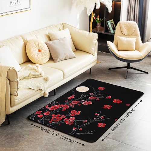 Tapete decorativo jejeloiu 100x150 cm 3x5 negro rojo miniatura 3