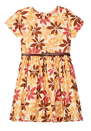 Image of Amazon Brand - Jam & Honey Girl's 100% Soft & Pure Cotton Comfortable and Stylish Printed Woven Dress with Short Sleeves and Belt - Perfect for Every Occasion