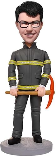 Muñeca personalizada de Bobble-Heads personalizada, uniforme de bombero, cabeza de bobble personalizada, figuras de cabeza Bobble hechas a mano,