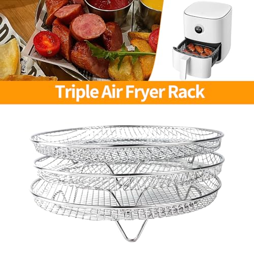 Frytter Juego de 3 cestas apilables para airfryer + 2 alicates, cesta de acero inoxidable, estante para freidora de aire, racks apilables, racks para freidora de aire caliente, cestas para airfryer - imagen 7