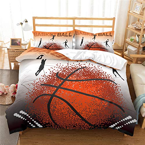 Stillshine Funda nórdica Cama 90 cm 3D Baloncesto Estilo Deportivo Ropa de Cama Niños Funda nórdica y Funda de Almohada - imagen 2
