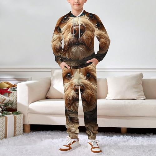 Boys Girls Pullover Hoodie Jogger Pants Kid Outfit Sweatshirt Sweatpants Set, Labradoodle Dog Vintage3