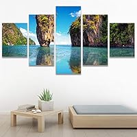 SIGNWIN 5 Panel Canvas Wall Art Modern Art Beach Coastal Expressive Global Multicolor Photography for Home Decorations Ready to Hang - 60