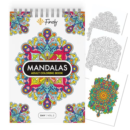 Finoly Libro Mandala da Colorare Adulti Rilassamento e Antiestress | Libri Mandala da Colorare per Adulti A4 Antistress | Album Mandala da colorare Carta Premium | Rilegatura a Spirale VOL I