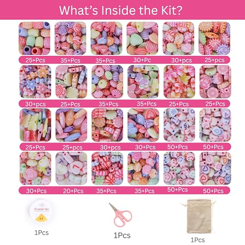 Image of ambitieux DIY Bracelet Making Kit for Girls - Jewellery Making Kit with 575+ Beads, Charms & Pendants, Elastic Thread, Tools - DIY Bead Set, Kids Craft Kit & Gift for Kids Age 5-12 Years