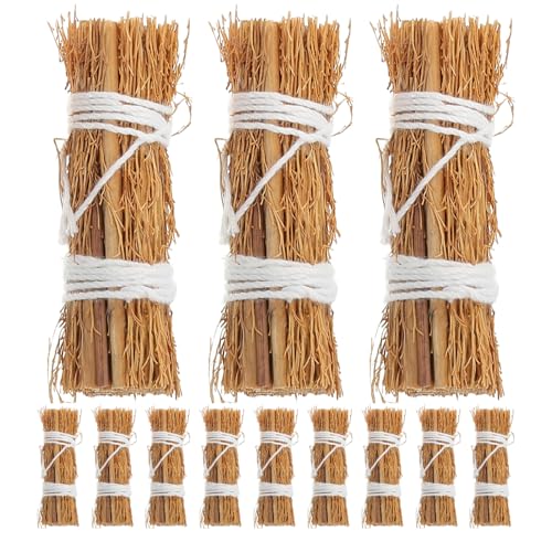 PAMINGONO 12 Mini Fardos de Heno Decorativos 6.5 Cm, Accesorios para Casas de Muñecas en Miniatura, Pequeños Fardos de Paja Realistas para Manualidades y Decoración de Jardín,