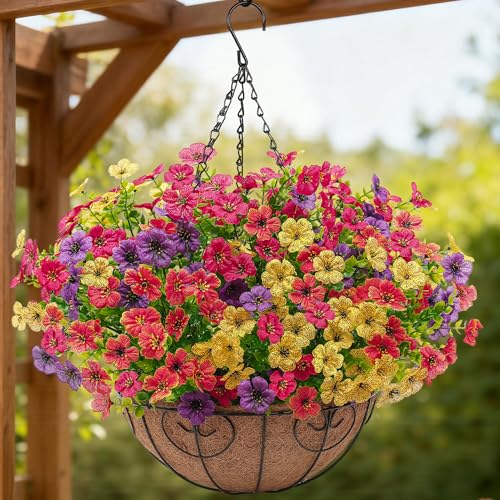 Faux Hanging Flower Baskets, 4 Colors