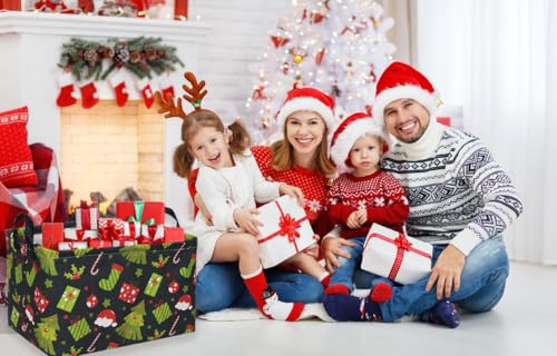 Image of Rectangular Christmas Baskets,Tree Basket Empty,Waterproof PE Coating Kids Baskets with Handles,Gifts Book Bins,Gift Bin. (Christmas Tree)