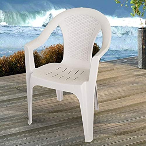 Tipo di prodotto: CHAIR PROGARDEN Set di 6 sedie impilabili da Giardino, da Balcone o da Bar, impilabili, con Effetto Rattan Modello Ischia Colore: Bianco