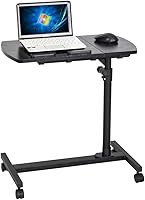 Vista 4 de HOMEN, Escritorio multifuncional para computadora, mesa de noche médica ajustable con ruedas para uso en el hogar, oficina, hospital, color negro