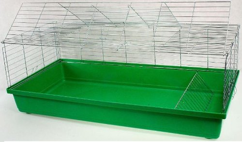 Nagerkäfig,Hasenkäfig,Meerschweinkäfig,Käfig,Rabbit,Zwergkaninchen ca. 100x54x43cm "grün" jetzt mit GRATIS Futternapf, Trinkflasche und Heuraufe
