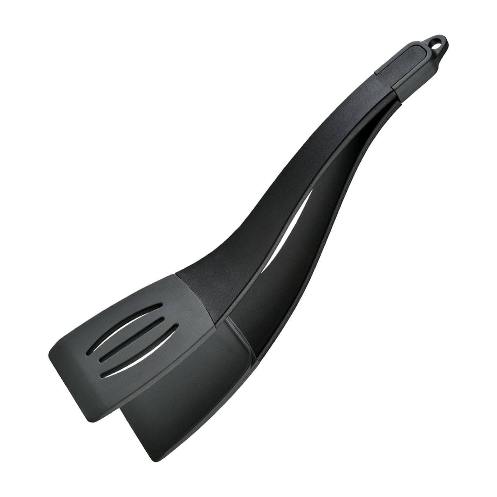 TWISAXC Double Spatula Versatile Silicone Spatula Pancakes Fried Eggs Spatulas To Cooking Routine Kitchen Fried Omelette And Tongs Nonstick Steaks Flip, Black Gray, 34x7.5cm