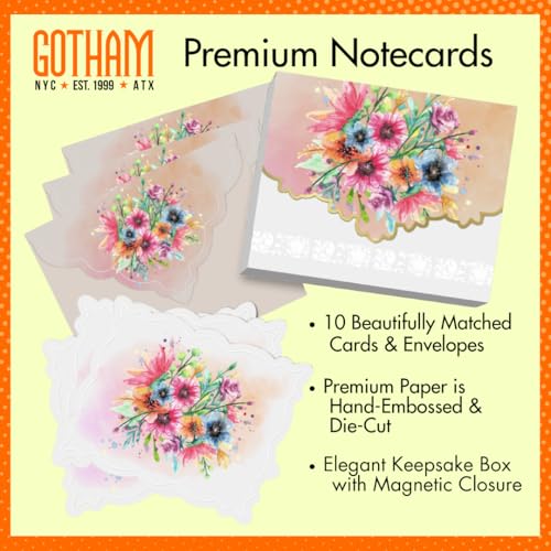 Image of Poster Foundry Violets on Stripes Boxed Note Cards by Carol Wilson. 10 embossed 4x5 Die-Cut Notecards and Matching Envelopes in Decorative Gift Box with Magnetic Flap. NCP2251