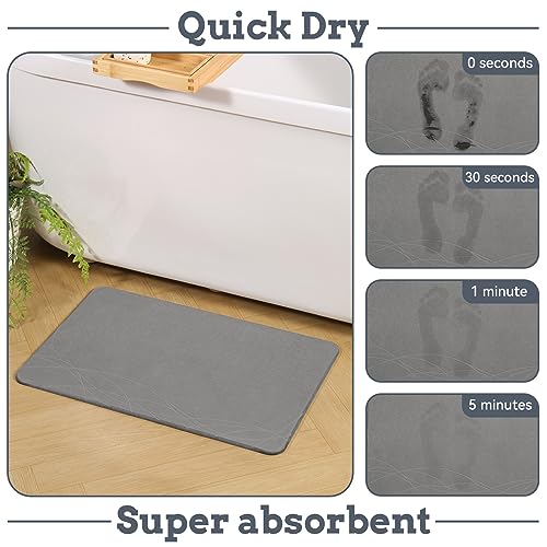 NAYAHOSE Stone Bath Mat, Diatomaceous Earth Shower Mat, Non-Slip Super Absorbent Quick Drying Bathroom Floor Mat - Image 2