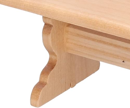 Miniatura 3 de Mesa de madera para casa de muñecas, casa de muñecas 112, modelo de muebles de color de troncos, banco de mesa largo para restaurante (color madera)