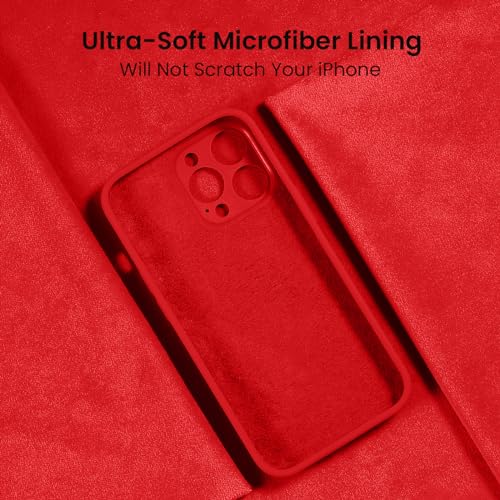 Image of FireNova Designed for iPhone 14 Pro Max Case, Silicone Upgraded [Camera Protection] Case, Soft Anti-Scratch Microfiber Lining Inside, 6.7 inch, Red