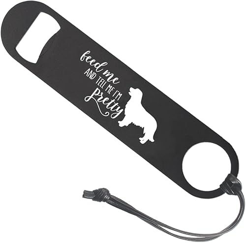 Feed Me And Tell Me I'm Pretty Interesting Golden Retriever Patrón Sarcástico Frases De Acero Inoxidable Negro Abrebotellas Regalos divertidos para