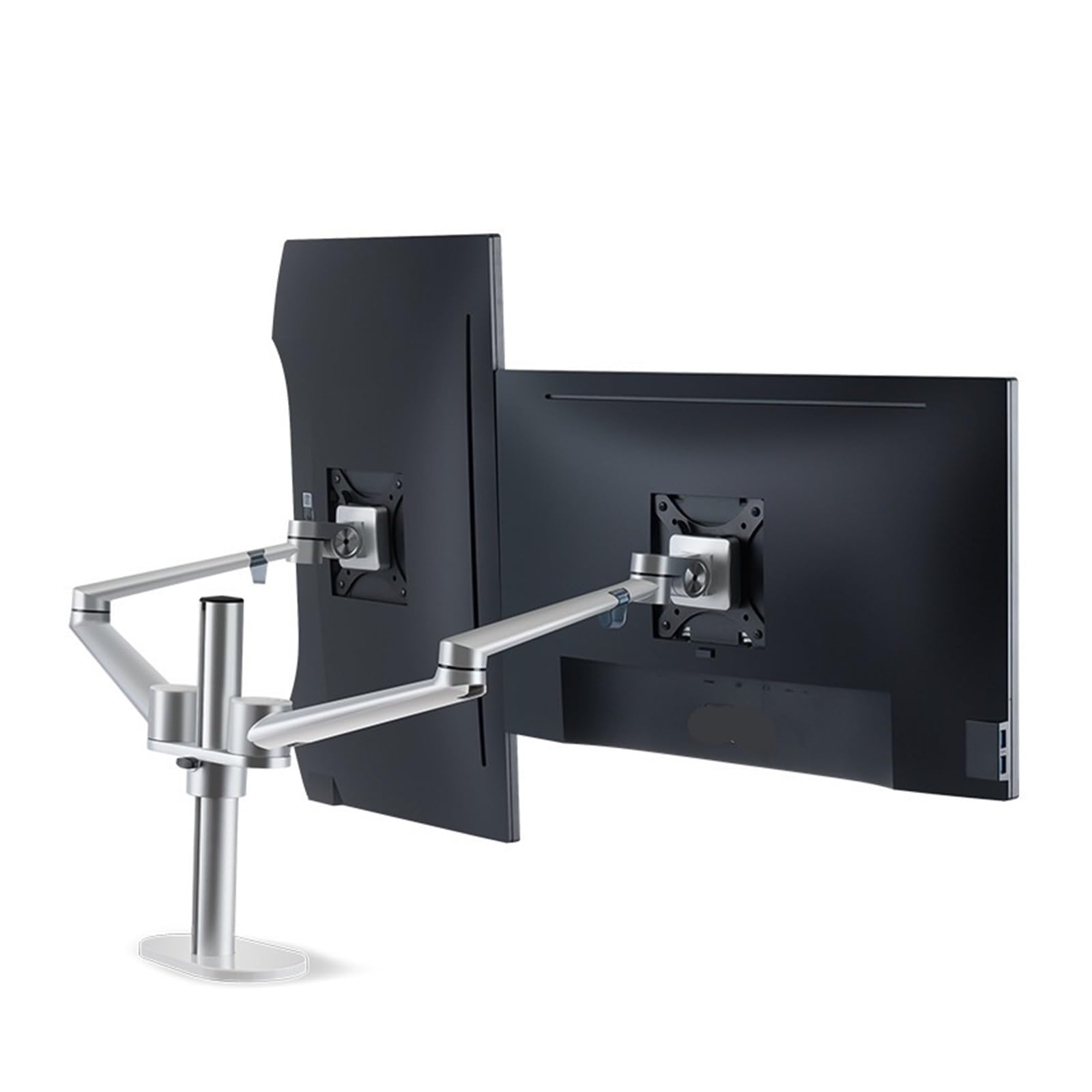 TKJfdTY Desktop Computer Dual Monitor Stand Computer Lcd Screen Fixed Base Rotatable Lifting Type Ol-2，Silver