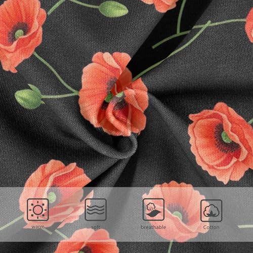 Red Flowers Black Little Girl Panties Toddlers Underwear Floral Cotton Fancy Briefs Kids Undies 2t3