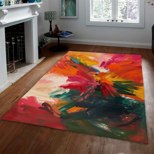 Tapis de salon abstrait lavable et antidérapant pour trafic intense - 2