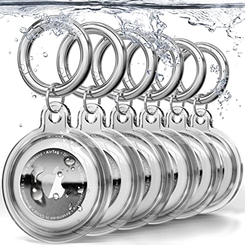 Ipx8 Waterproof Airtag Holder, 6 Pack Apple Airtags With Keychain, Airtag Case For Luggage, Dog Collar, Keys, Anti-Scratch Full Body Protective Airtag Holder (Clear Crystal) #TOP18