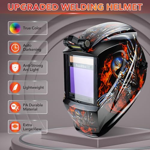 Image of Large Viewing Welding Helmet Auto Darkening Welding Hood with Light