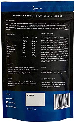 Porridge Keto bosbessen en kaneel, koolhydraatarm met natuurlijke ingrediënten, The Brave Ape - Afbeelding 3