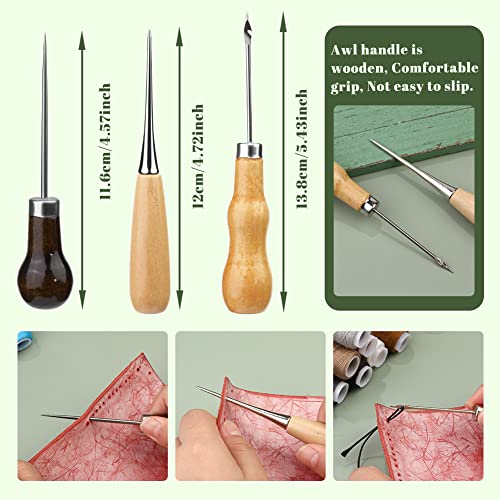 NAMOON Leather Sewing Kit, Upholstery Repair Kit, 48pcs Heavy Duty Sewing Kit with Stitching Needles, Sewing Awl, Seam Ripper - Image 2