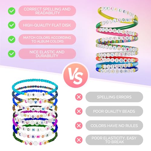 Ava Riley Friendship Bracelets, 13 Tattoo Colorful Birthday Gift Bracelet Stackable Colorful Initial Charms, 26 Letters 9PCS Songs Album Jewelry Stuff4