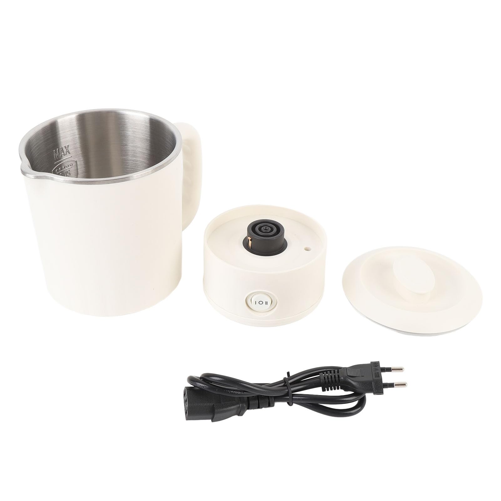 Bollitore Elettrico Portatile, Bollitore da tè da tè in Acciaio Inossidabile da 600 Ml con 2 Impostazioni a Temperatura, Ebollizione Rapida, Ideale per Viaggi, Campeggio, (Plug