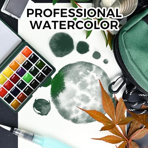 Image of Funto Watercolor Paint Set, 24-Color Green Kit for Artists
