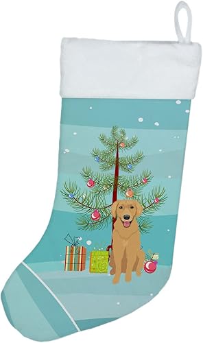 Caroline's Treasures WDK3069CS Golden Retriever Gold #2 - Calcetines de Navidad para colgar en la chimenea, decoración de fiesta de Navidad,