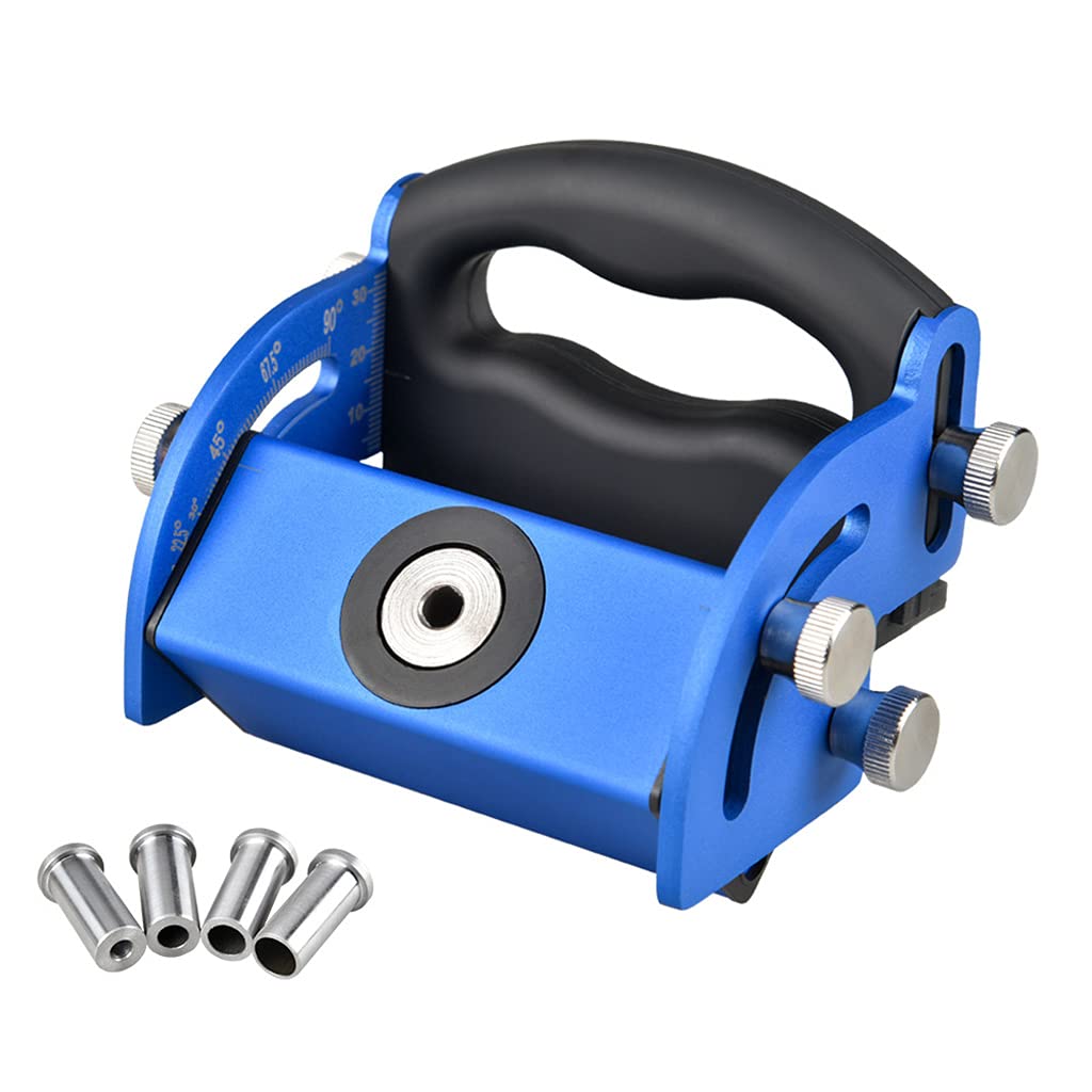 Buxuaaaa Blue Drilling Guide Woodworking Tool Puncher Positioner Oblique Hole Locator 0°90° Adjustable M8 M10 For Carpentry