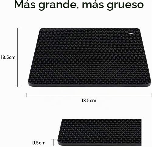 Miniatura 2 de Flintronic 4pcs Salvamanteles De Silicona, Sostenedor De Pote De Silicona Estera Antideslizante, Resistente Al Calor, Para Aislamiento, Asar, Hornear - Plaza, Negro