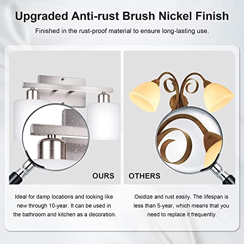 Image of Bathroom Vanity Light Fixture Brushed Nickel, 2-Light Wall Sconces