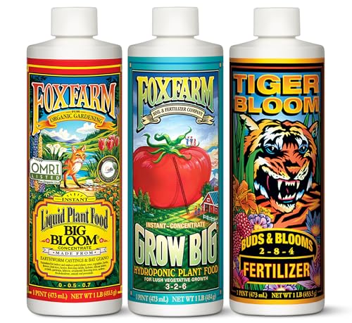 FoxFarm Hydro Liquid Trio Pack - Big Bloom, Grow Big Hydroponic, Tiger Bloom Fertilizers for Plant...