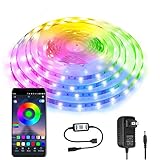 LED Strip Lights for Bedroom and TV, RGB Color Changing Rope Lights That Sync with Music, 16.4ft Bluetooth App Remote Control Party Light Strip for Birthday Wedding Christmas Thanksgiving Halloween