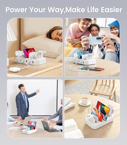 HSicily 95W 6-Port USB Charging Station with Watch Stands — view 5