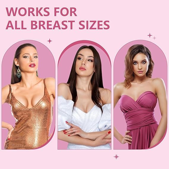 Image of ZEECOM Boob Tape Boobtape for Women, Double-Sided Fashion Tape for Large Breasts, Extra Long Roll Body Tape with 2 Pcs Silicon Reusable Nipple Covers for Women with Lift