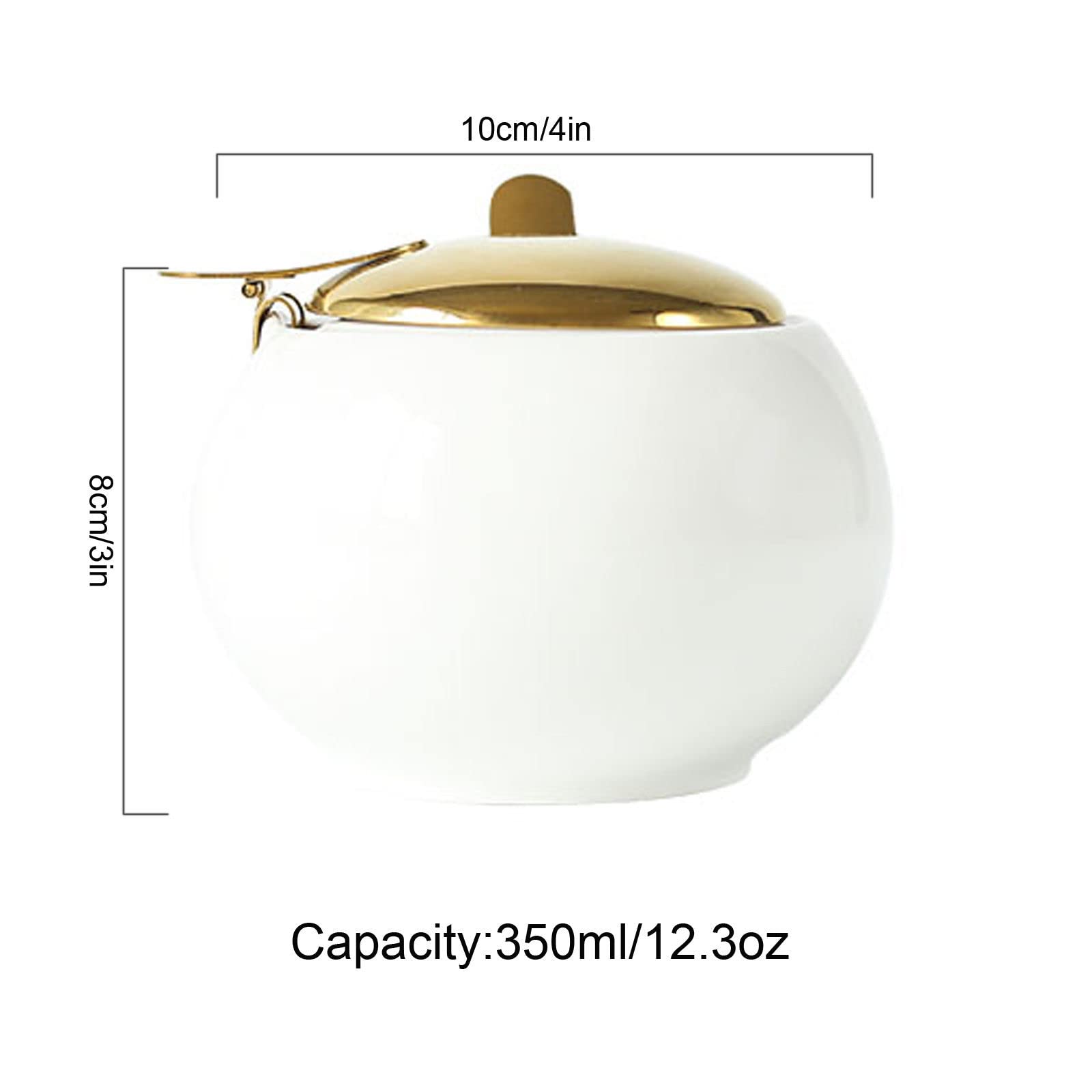 pojemnik na cukier， Słoiki na przyprawy, kolorowa cukiernica ze złotą pokrywką, pojemnik na cukier 10x8 cm słoik na przyprawy, pojemnik na przyprawy do soli cukrowej, słoik do przechowywania cukru(Whi
